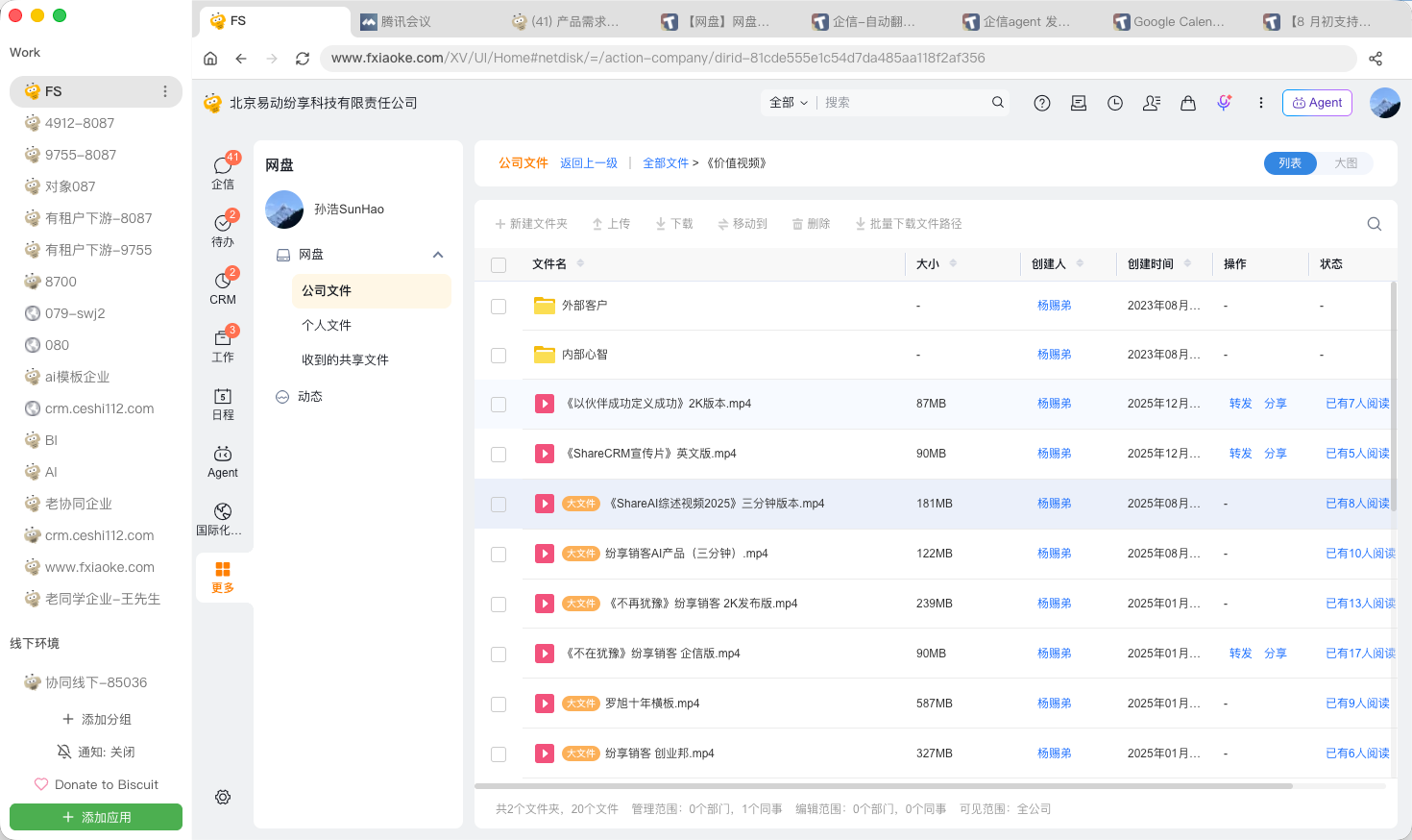 网盘文件列表中的普通与大文件 MP4